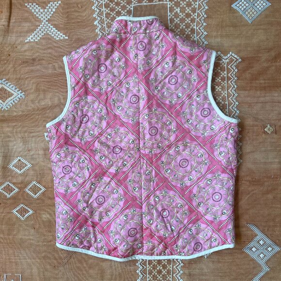 Vintage Mel Aughlin Quilted Pink Paisley Vest – Equestrian Scarf Print, Size L - Picture 5 of 5